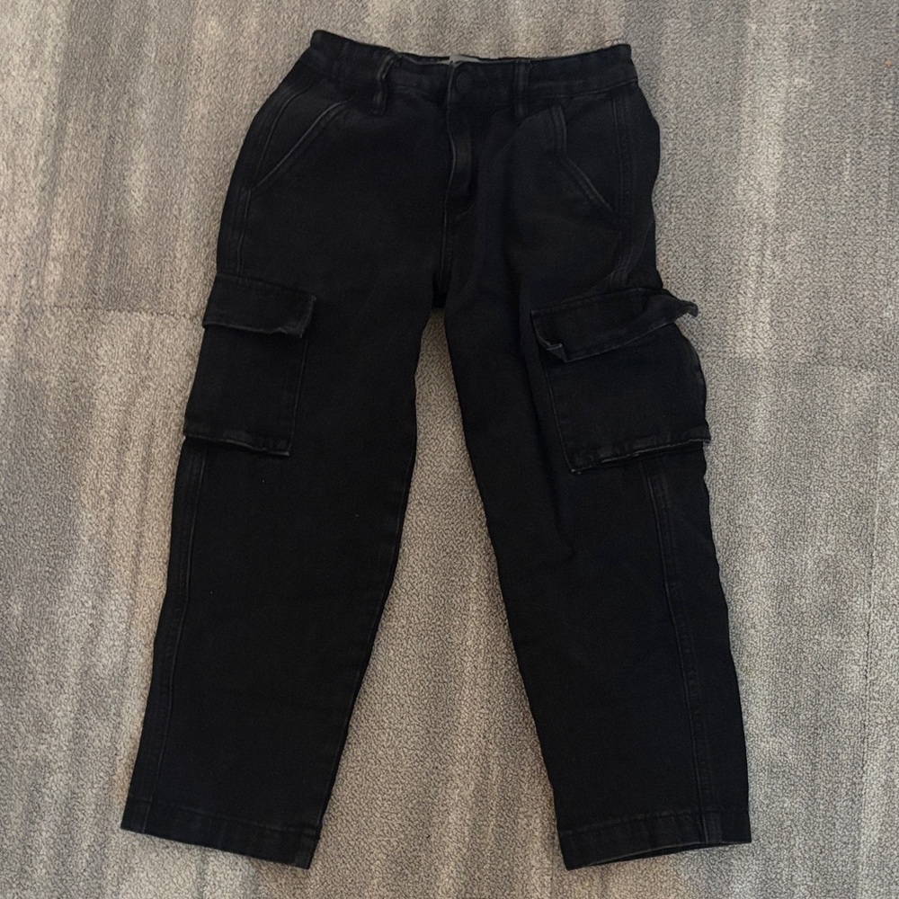 Kids Black Cargo Jeans